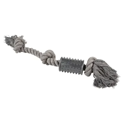 Duvo+ Hundespielzeug Eco-Seil 3 Knoten & Zylinder Gumminoppen grau Duvo+ Hundespielzeug Eco-Seil 3 Knoten & Zylinder Gumminoppen grau