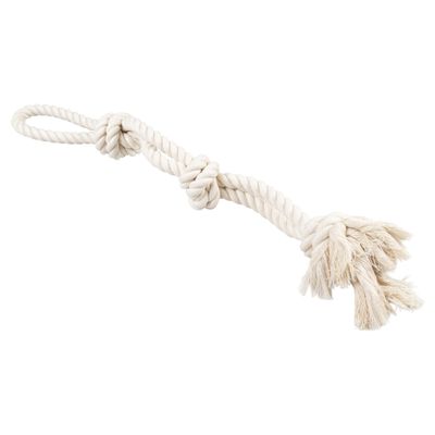 Duvo+ Hundespielzeug ECO Baumwollseil mit 3 Knoten & Schlaufe weiß