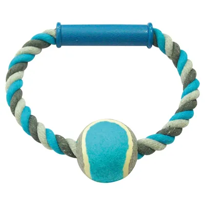 Duvo+ Hundespielzeug Knot Baumwolle O-Ring + Tennisball grau/blau Duvo+ Hundespielzeug Knot Baumwolle O-Ring + Tennisball grau/blau