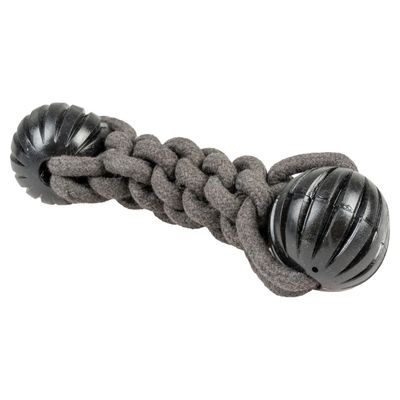 Duvo+ Hundespielzeug Eco-Seilstock & 2 Gummibälle grau