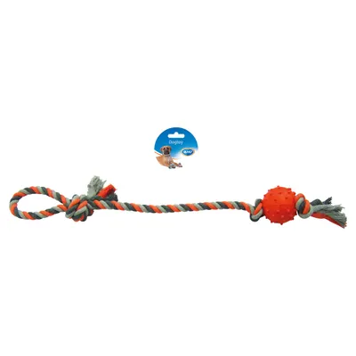 Duvo+ Hundespielzeug Knot Baumwolle Pendel + Gummiball grau/orange Duvo+ Hundespielzeug Knot Baumwolle Pendel + Gummiball grau/orange