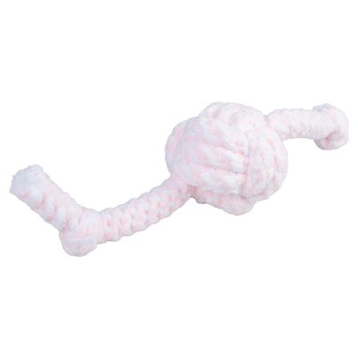 Duvo+ Hundespielzeug Puppy Soft Seil Ball mit 2 Knoten rosa/weiß