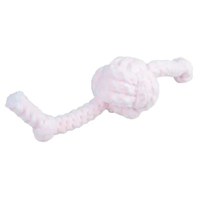 Duvo+ Hundespielzeug Puppy Soft Seil Ball mit 2 Knoten rosa/weiß Duvo+ Hundespielzeug Puppy Soft Seil Ball mit 2 Knoten rosa/weiß