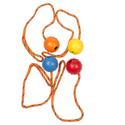 Duvo+ Dental Ball mit Noppen und Seil, Gummi