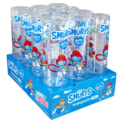 Duvo+ Trinkflasche Feuerwehrschlumpf transparent 250 ml Duvo+ Trinkflasche Feuerwehrschlumpf transparent 250 ml