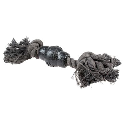 Duvo+ Hundespielzeug Eco-Seil 2 Knoten & Gummikegel grau