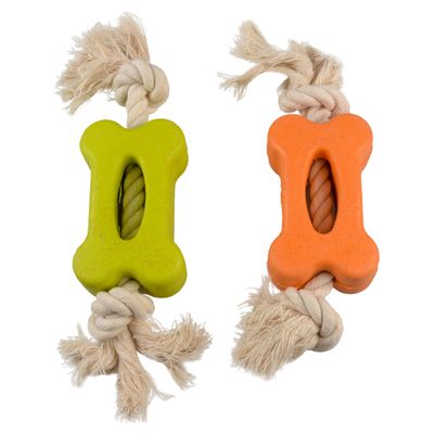 Duvo+ Hundespielzeug Eco Gummiflachknoch Bambus/Reis + Baumwolle
