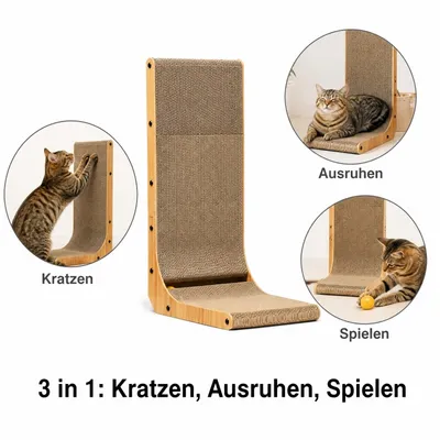 Zatte Kratzbrett Katze L-Form 68cm Wellpappe Holzrahmen Zatte Kratzbrett Katze L-Form 68cm Wellpappe Holzrahmen