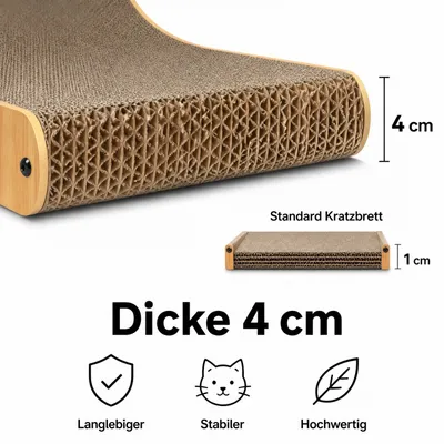 Zatte Kratzbrett Katze L-Form 68cm Wellpappe Holzrahmen Zatte Kratzbrett Katze L-Form 68cm Wellpappe Holzrahmen
