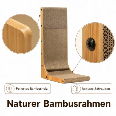 Zatte Kratzbrett Katze L-Form 68cm Wellpappe Holzrahmen Zatte Kratzbrett Katze L-Form 68cm Wellpappe Holzrahmen
