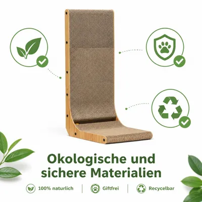Zatte Kratzbrett Katze L-Form 68cm Wellpappe Holzrahmen Zatte Kratzbrett Katze L-Form 68cm Wellpappe Holzrahmen
