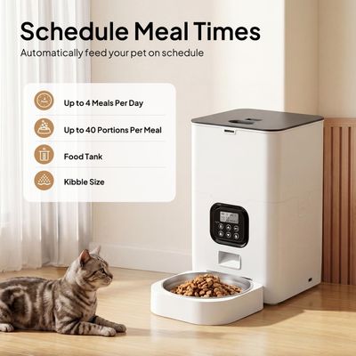 Zatte Automatischer Futterspender 6L, Timer Trockenfutter für Katzen & Hund