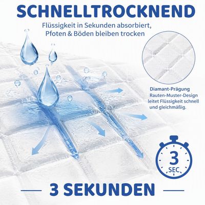 Zatte Welpen Trainingsunterlage 33x45cm 100 Stk Saugstark Auslaufsicher
