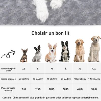 Zatte Hundebett XXL 122x74cm, Samt Rosa waschbar rutschfest