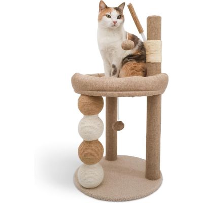 Zatte Arbre à Chat Beige 3-en-1, Griffoir Stable avec Niche & Plateformes