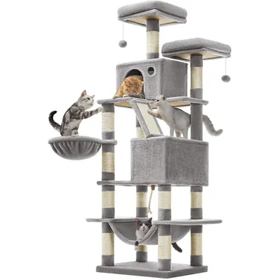 Zatte Arbre à chat 168 cm avec 2 cabanes, hamac et 14 griffoirs - Stable