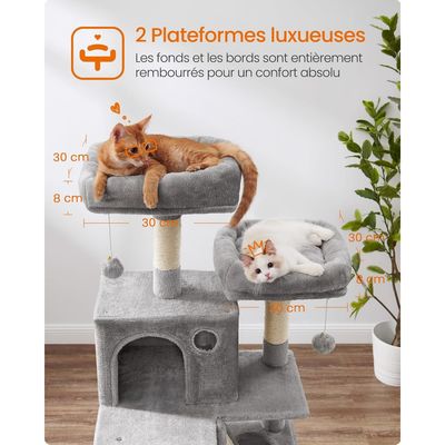 Zatte Arbre à chat 168 cm avec 2 cabanes, hamac et 14 griffoirs - Stable