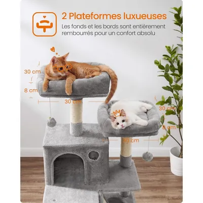 Zatte Arbre à chat 168 cm avec 2 cabanes, hamac et 14 griffoirs - Stable