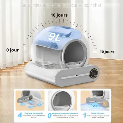 Zatte Litière autonettoyante chat 65L - Auto nettoyage, anti-odeurs, app Zatte Litière autonettoyante chat 65L - Auto nettoyage, anti-odeurs, app