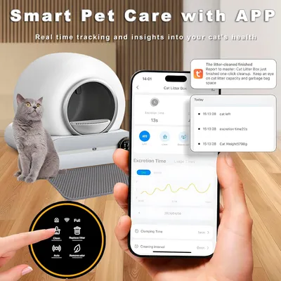 Zatte Litière autonettoyante chat 65L - Auto nettoyage, anti-odeurs, app Zatte Litière autonettoyante chat 65L - Auto nettoyage, anti-odeurs, app