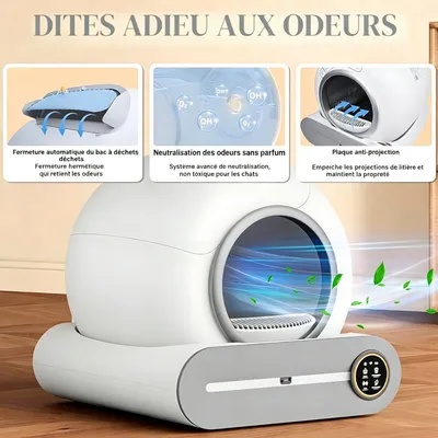Zatte Litière autonettoyante chat 65L - Auto nettoyage, anti-odeurs, app Zatte Litière autonettoyante chat 65L - Auto nettoyage, anti-odeurs, app