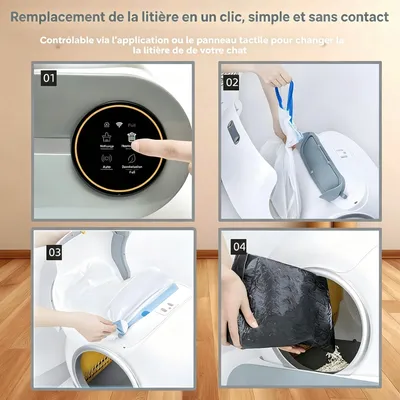 Zatte Litière autonettoyante chat 65L - Auto nettoyage, anti-odeurs, app Zatte Litière autonettoyante chat 65L - Auto nettoyage, anti-odeurs, app