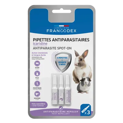 Pipettes Antiparasitaires Icaridine pour Lapin et Cochon d'Inde - 3 pipette Pipettes Antiparasitaires Icaridine pour Lapin et Cochon d'Inde - 3 pipette