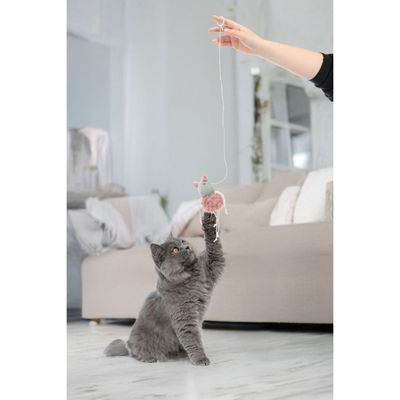 Jouet pour chat souris en peluche rose avec cataire Gripi Flamingo
