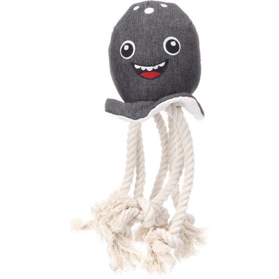 Peluche à corde pour chien Flipper poulpe grise 35 cm - Flamingo