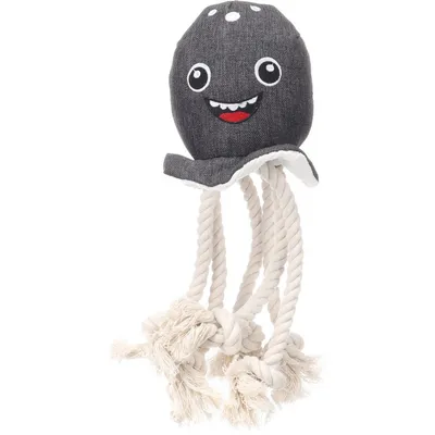 Peluche à corde pour chien Flipper poulpe grise 35 cm - Flamingo