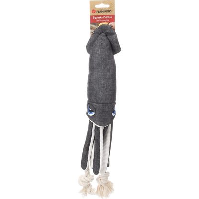 Peluche à corde pour chien Flipper calmar grise 45 cm - Flamingo
