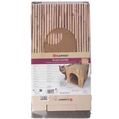 Cube Griffoir en Carton JAMI-CUBE Effet Bambou pour Chat Cube Griffoir en Carton JAMI-CUBE Effet Bambou pour Chat