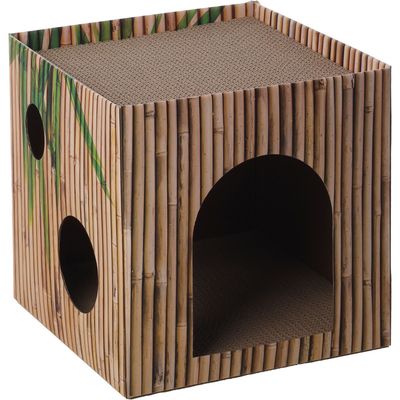 Cube Griffoir en Carton JAMI-CUBE Effet Bambou pour Chat