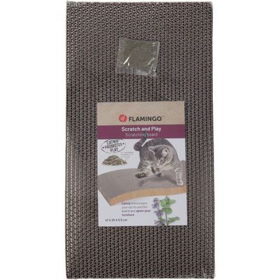 Carton à gratter double face pour chat Kwano brun - 47 cm - Flamingo