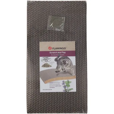 Carton à gratter double face pour chat Kwano brun - 47 cm - Flamingo