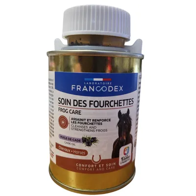 Soin des fourchettes pour chevaux à l huile de cade - Francodex 200 ml Soin des fourchettes pour chevaux à l huile de cade - Francodex 200 ml