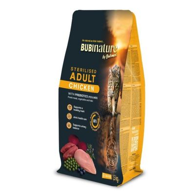 Croquettes chat stérilisé sans céréales au poulet Bubi Nature - 1,5 kg