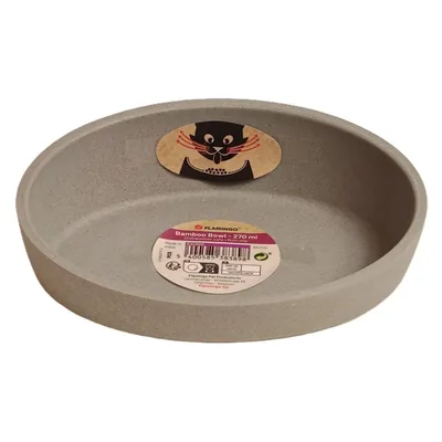 Gamelle pour chat ovale en bambou Kaunis grise- 16 cm / 270 ml