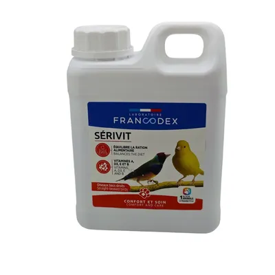 SÉRIVIT Francodex 1L - Supplément Vitaminé pour Oiseaux à Becs Droits SÉRIVIT Francodex 1L - Supplément Vitaminé pour Oiseaux à Becs Droits