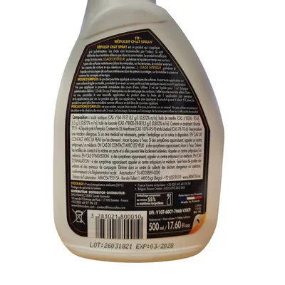 Spray répulsif pour chat intérieur et extérieur - NUIZIL 500 ml Spray répulsif pour chat intérieur et extérieur - NUIZIL 500 ml