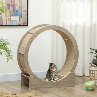 PawHut - roue d'exercice grattoirs pour chat H.94 cm - brun PawHut - roue d'exercice grattoirs pour chat H.94 cm - brun
