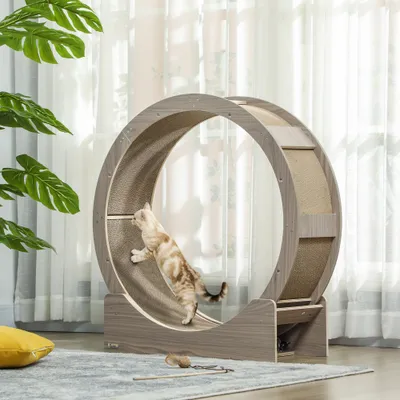 PawHut - roue d'exercice grattoirs pour chat H.94 cm - brun PawHut - roue d'exercice grattoirs pour chat H.94 cm - brun