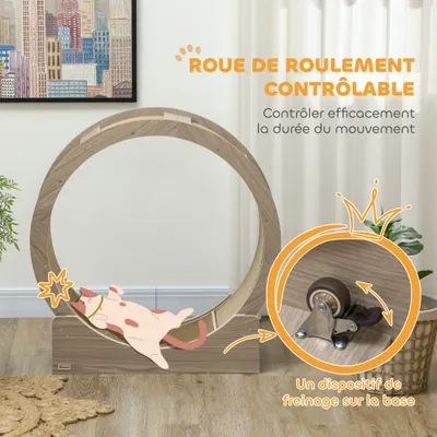 PawHut - roue d'exercice grattoirs pour chat H.94 cm - brun PawHut - roue d'exercice grattoirs pour chat H.94 cm - brun