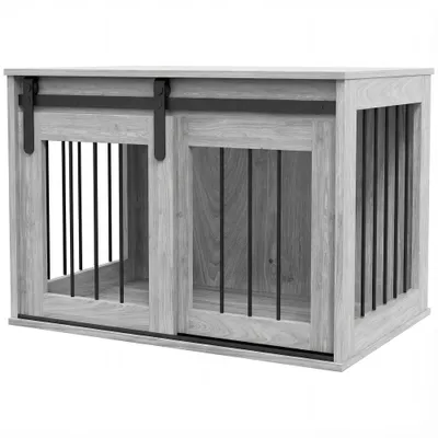PawHut - Cage chien industrielle porte coulissante à verrou - noir