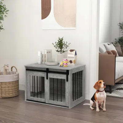 PawHut - Cage chien industrielle porte coulissante à verrou - noir