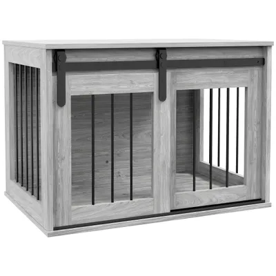 PawHut - Cage chien industrielle porte coulissante à verrou - noir