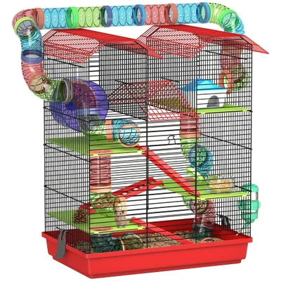 PawHut - Cage hamster avec tunnel roue H.59 cm PawHut - Cage hamster avec tunnel roue H.59 cm