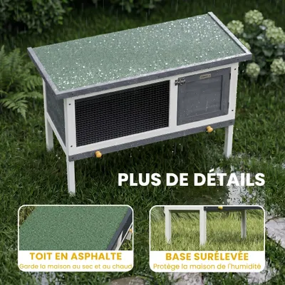 PawHut - clapier lapin niche intégrée H.65 cm - gris PawHut - clapier lapin niche intégrée H.65 cm - gris