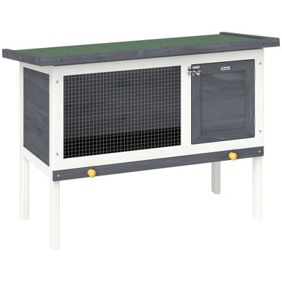 PawHut - clapier lapin niche intégrée H.65 cm - gris