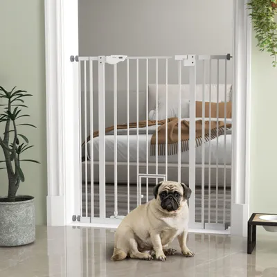 PawHut - barrière sécurité chien double verrouillage H.104 cm - noir PawHut - barrière sécurité chien double verrouillage H.104 cm - noir